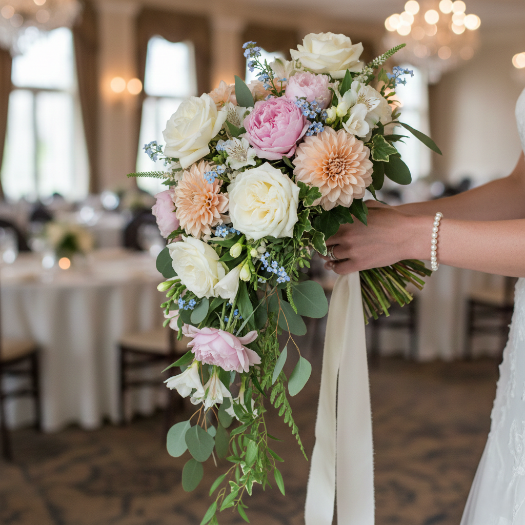 cascading bridal bouquet wedding florist in panama city beach 30a cape san blas port st joe