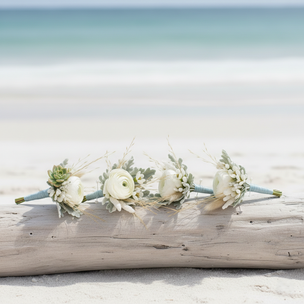 coastal groomsmen boutonnieres panama city beach 30a cape san blas port st joe