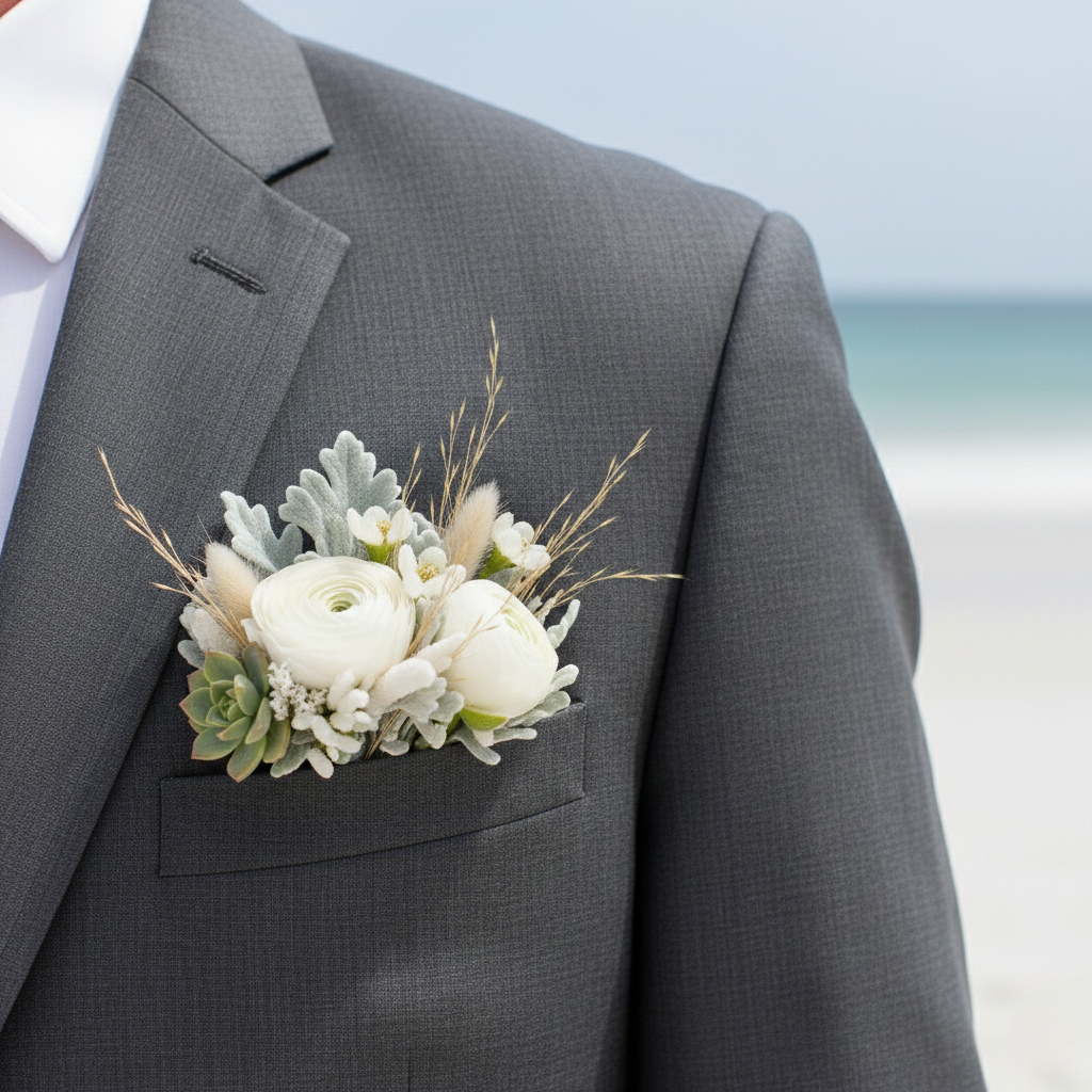 floral pocket square boutonniere trendy wedding ideas panama city beach 30a port st joe