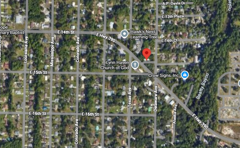 map with directions to the salted stem flower shop in lynn haven fl