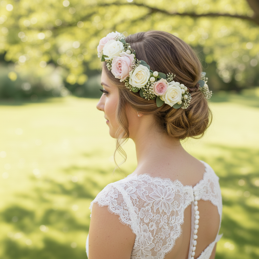 adult brides flower crown wedding flowers in panama city beach lynn haven 30a