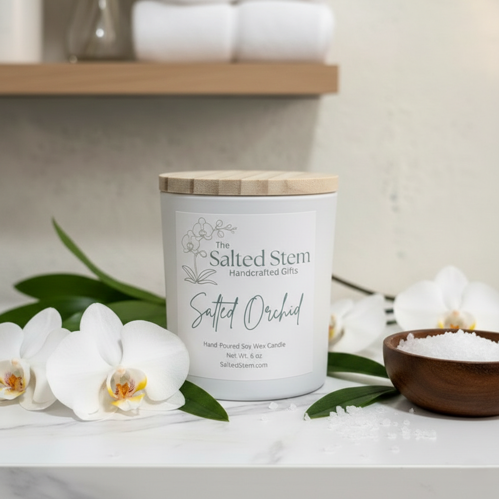 Luxury Soy Candle | White Glass & Bamboo (6oz)